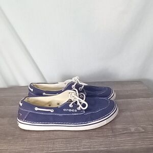 Crocs Blue Hover Canvas Boat Shoes Size 10